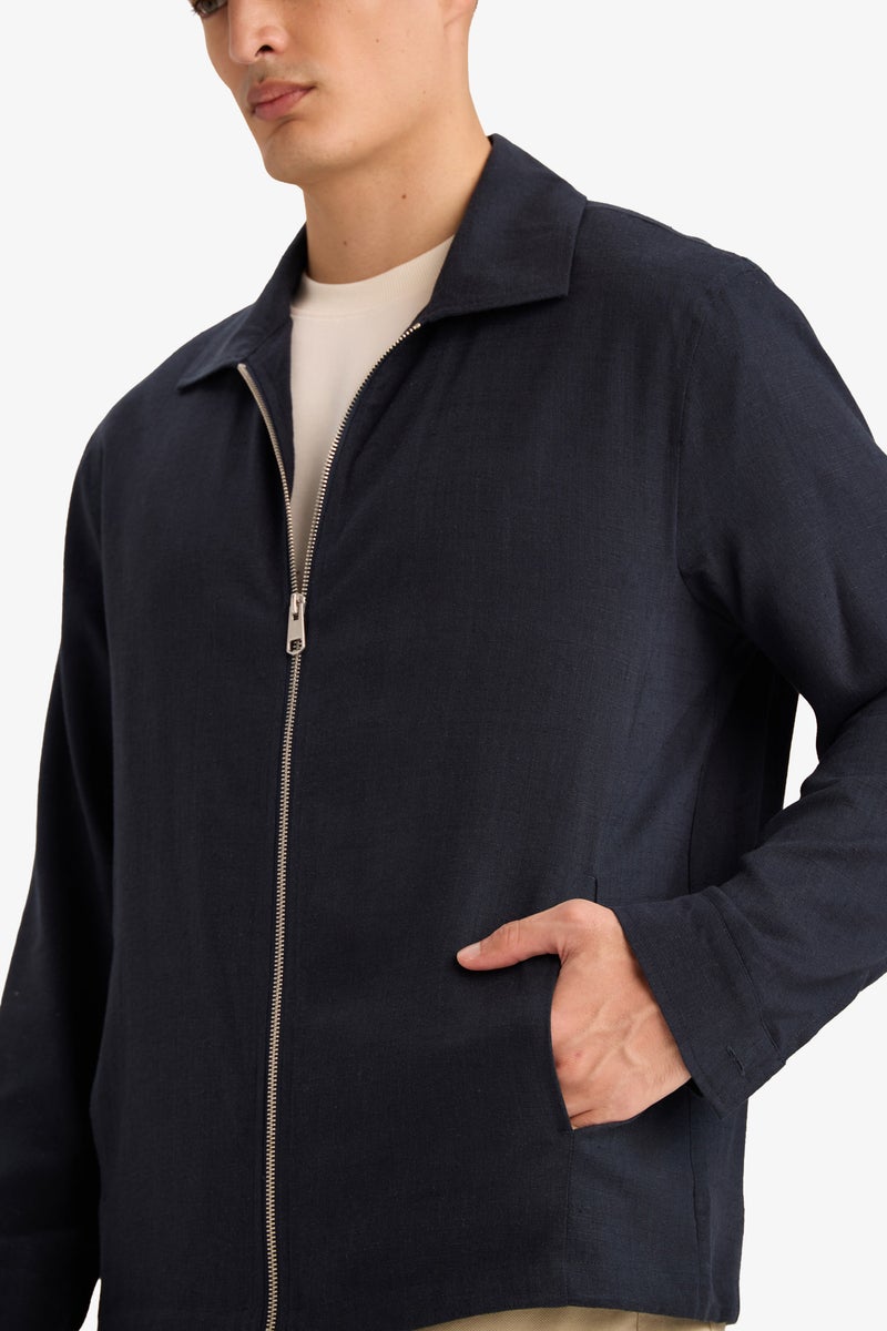 ديفاكتو جاكيت قصة عادية من مزيج الكتان - Image 4